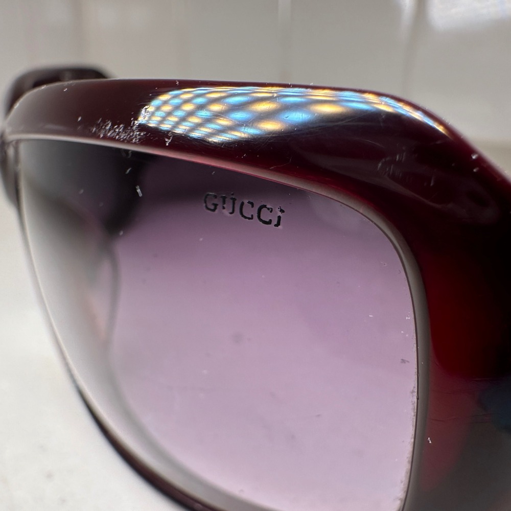 Vintage Y2K GUCCI Sunglasses Womens Burgundy Square Ball Joint Hinge Safilo - Picture 6 of 13